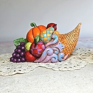 Jim Shore Mini Cornucopia "Harvest Blessings" Thanksgiving Figurine